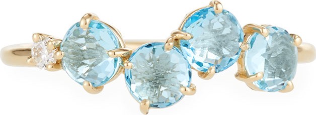 KALAN by Suzanne Kalan 14k Blue Topaz & Diamond Uneven Band Ring, Size 7