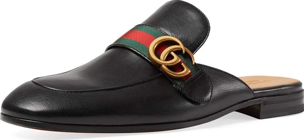 Gucci Princetown Leather Slipper with Double G, Black