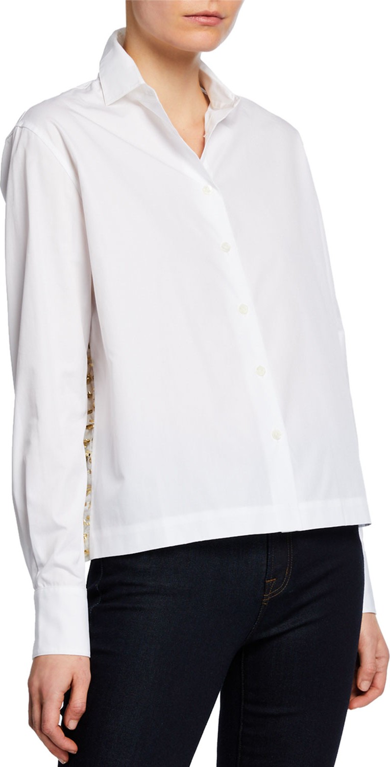 Anaïs Jourden Draped Button-Up Blouse with Confetti Details