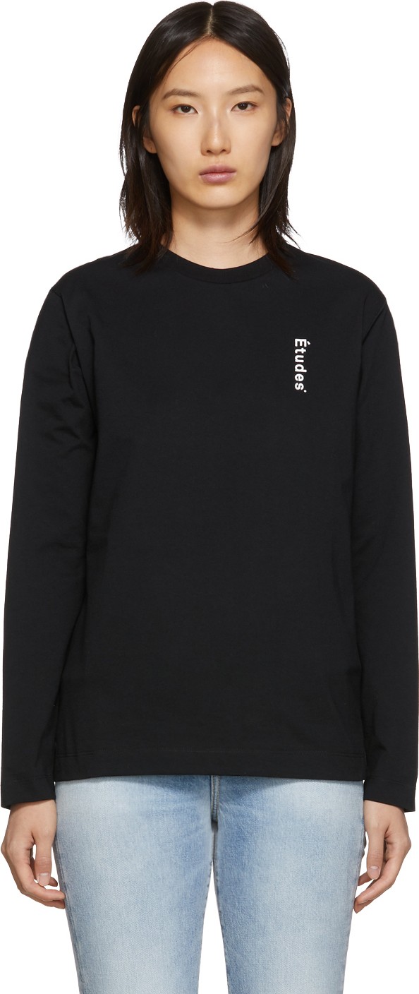 Etudes Black Wonder Logo Long Sleeve T-Shirt