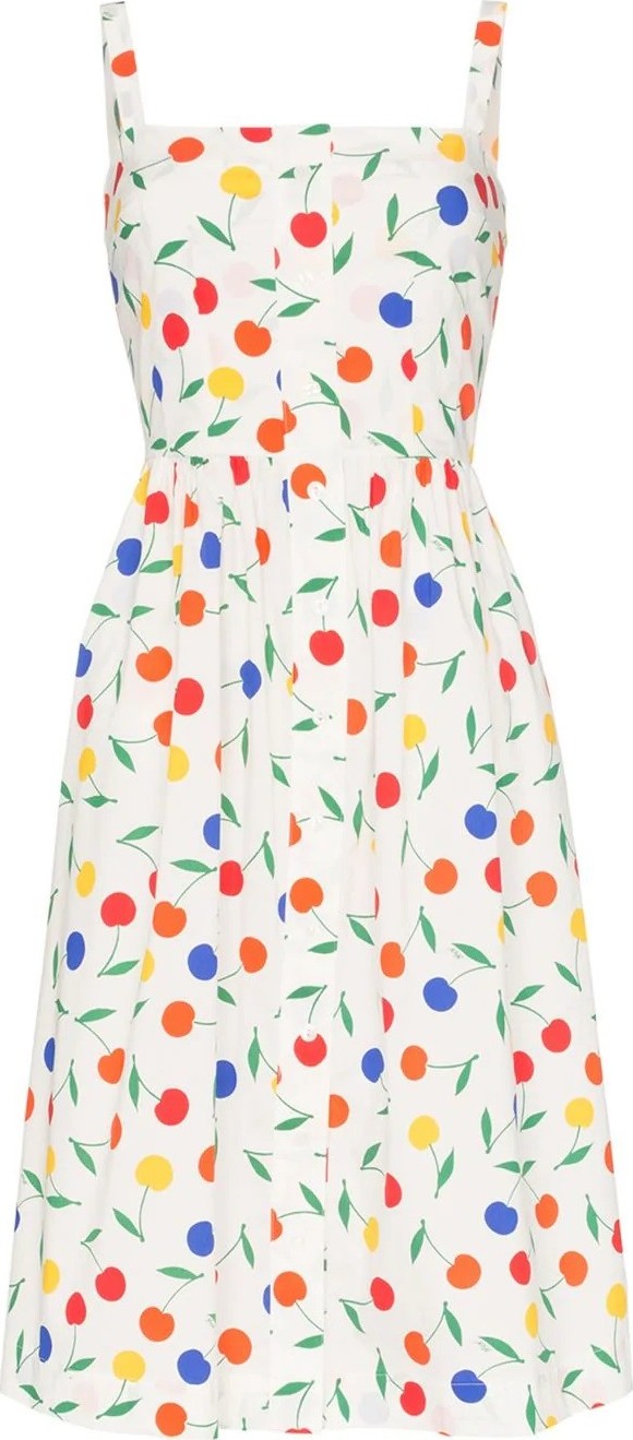 HVN Laura rainbow print sleeveless midi dress