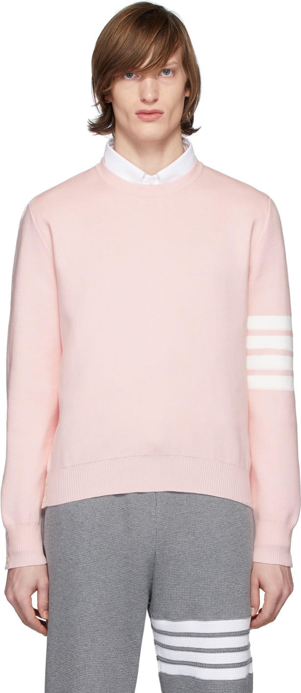 Thom Browne Pink 4-Bar Milano Stitch Sweater