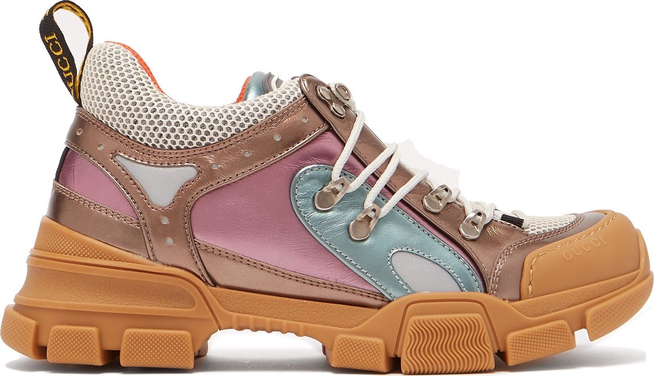 Gucci Flashtrek low-top metallic-leather trainers