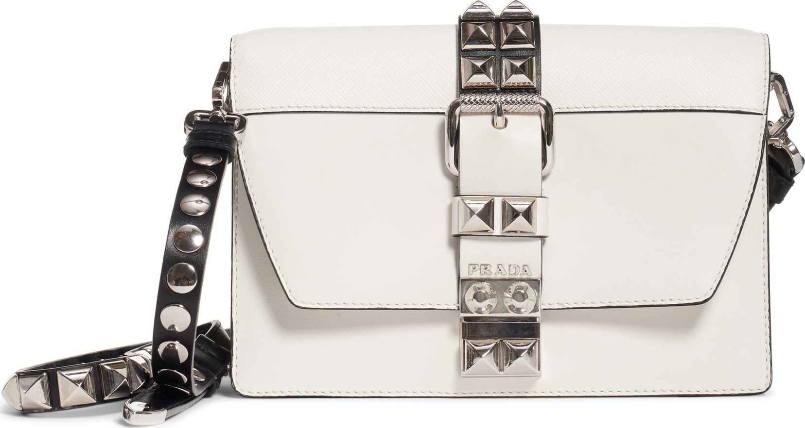 Prada Elektra Studded Leather Crossbody Bag