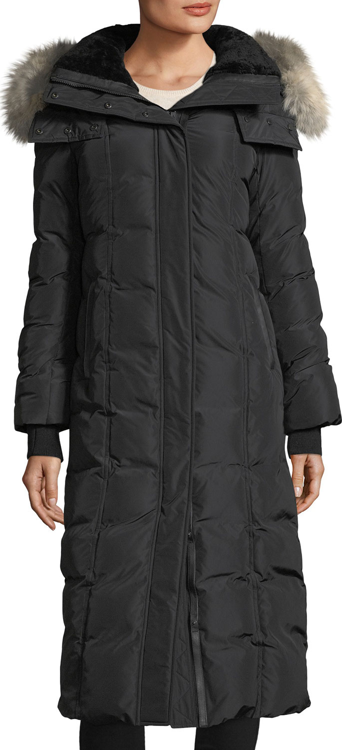 Mackage Jada Long-Sleeve Covered Placket w/ Fur Hood