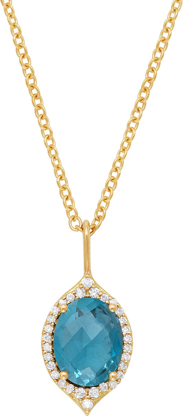 Jamie Wolf 18k Oval Aladdin Pave Necklace w/ Blue Topaz & Diamonds