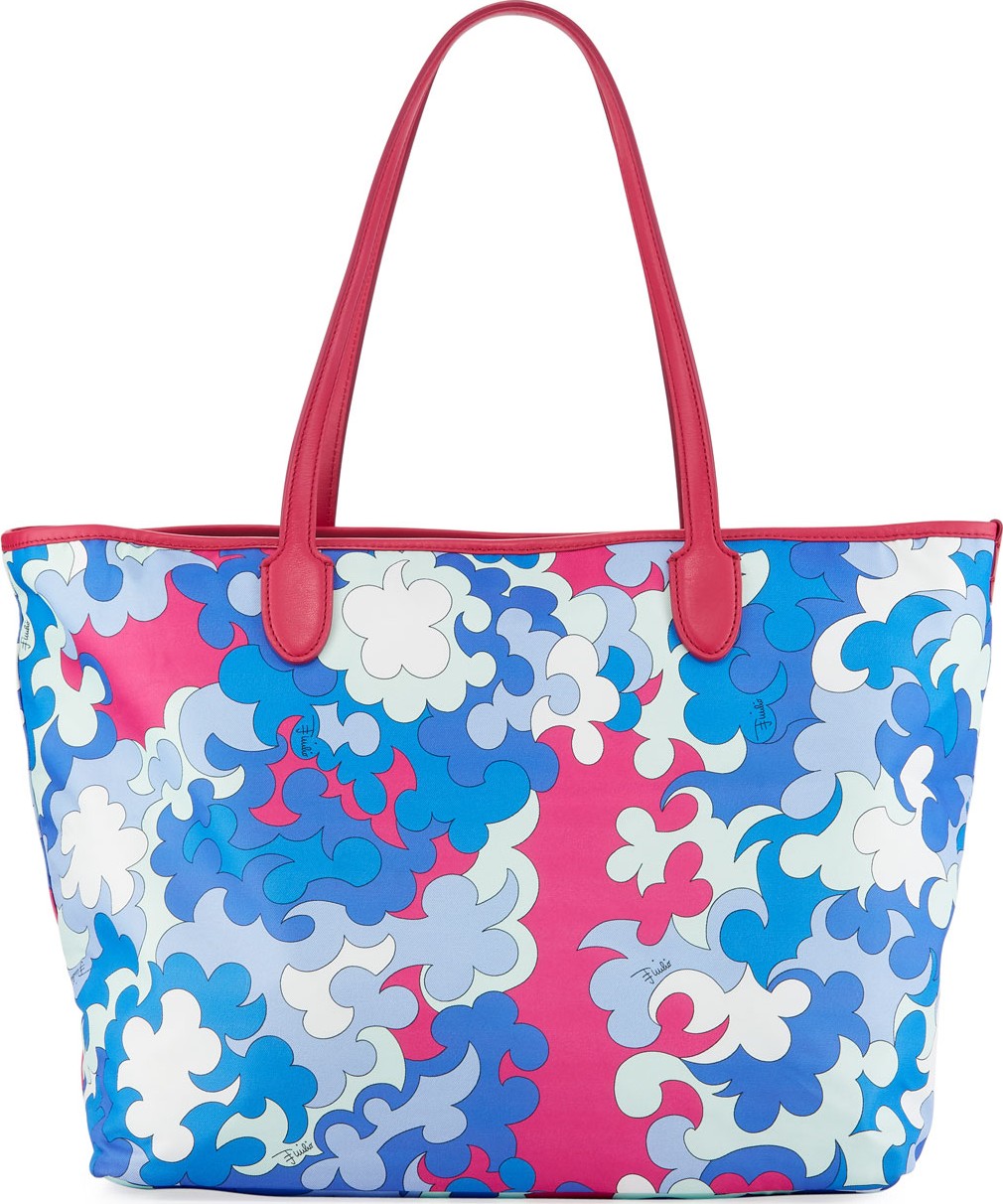 Emilio Pucci Printed Fabric Beach Tote Bag