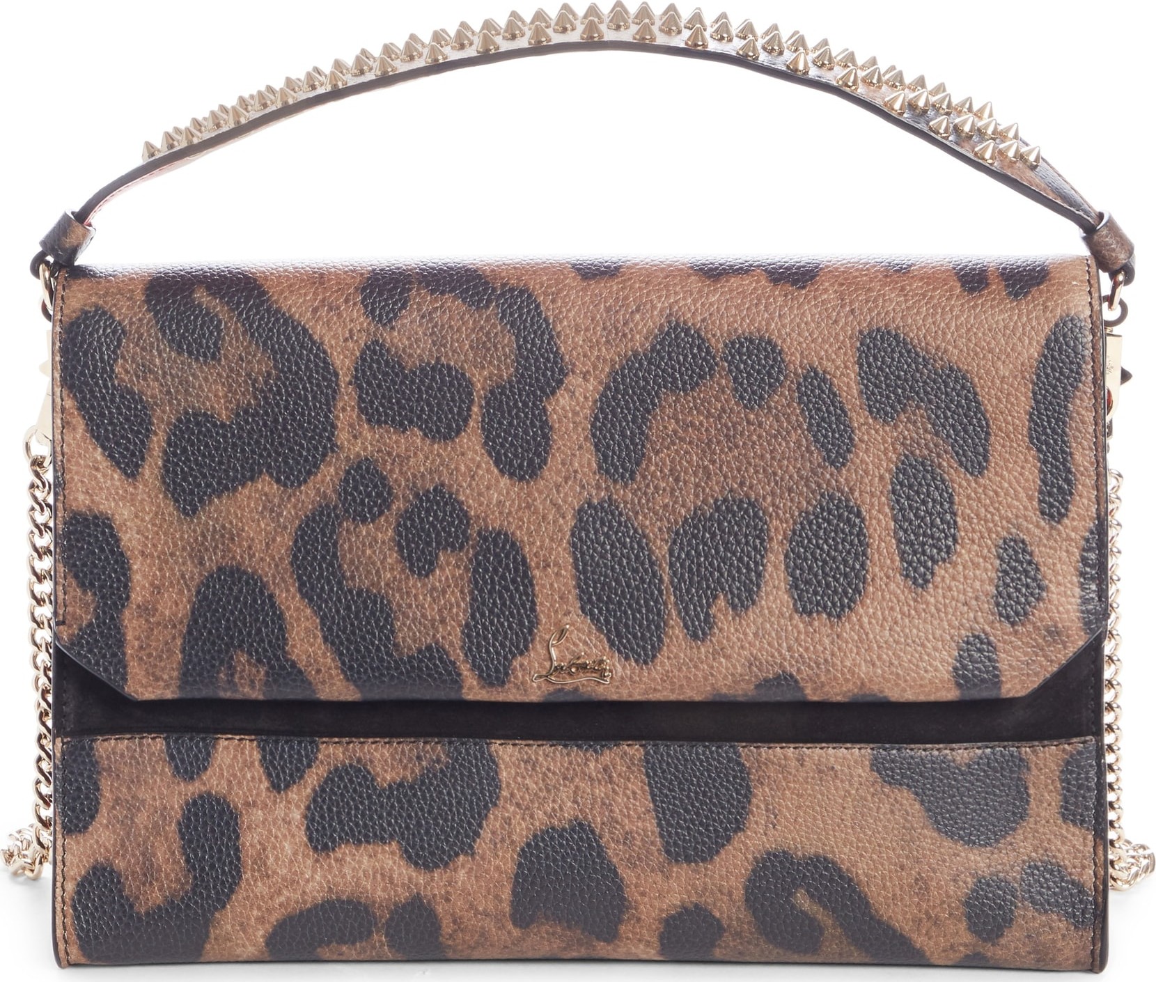 Christian Louboutin Loubiblues Leopard Print Calfskin Leather Clutch