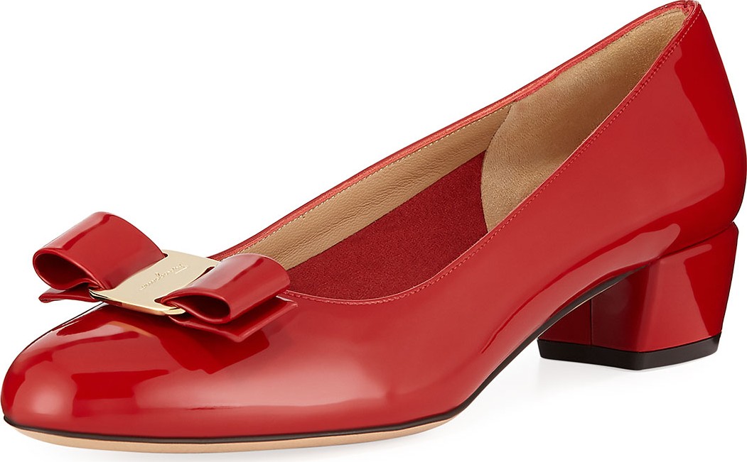 Salvatore Ferragamo Vara 1 Patent Bow Pumps, Red (Rosso)
