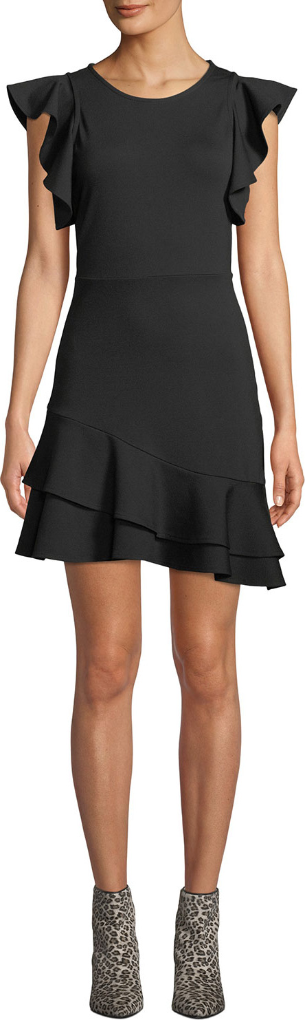 Rebecca Minkoff Saphira Linen-Blend Flounce Dress