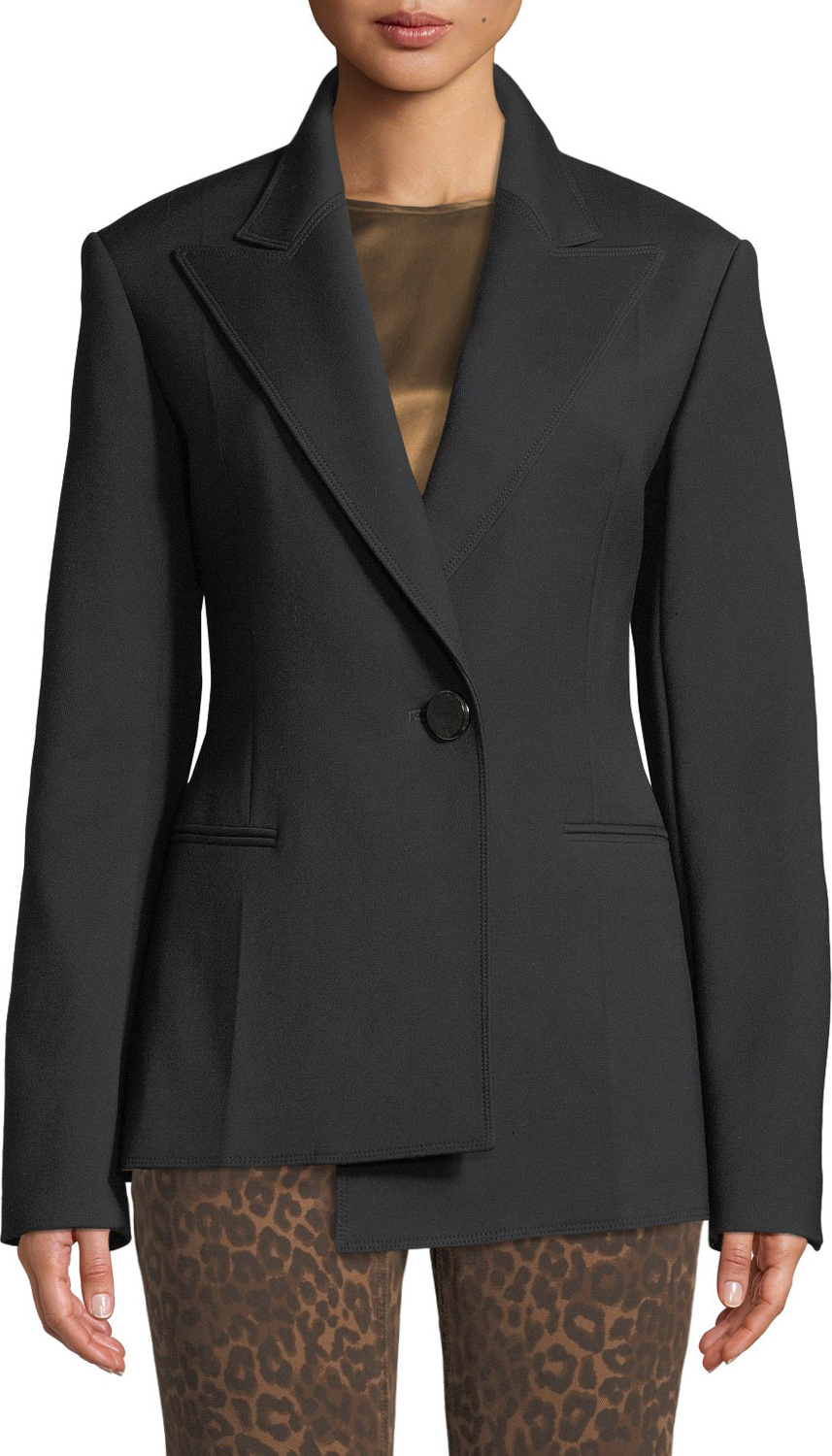 Helmut Lang Peak-Lapel Asymmetric Tuxedo Blazer