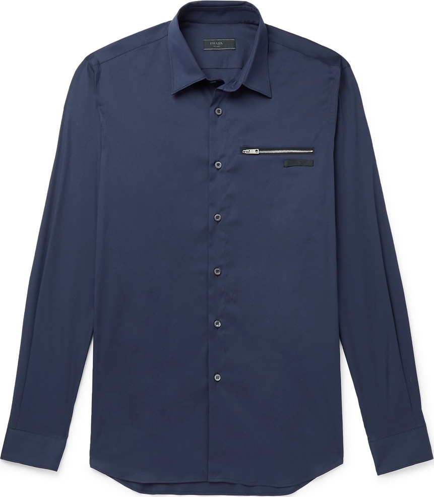 Prada Slim-Fit Stretch Cotton-Blend Poplin Shirt