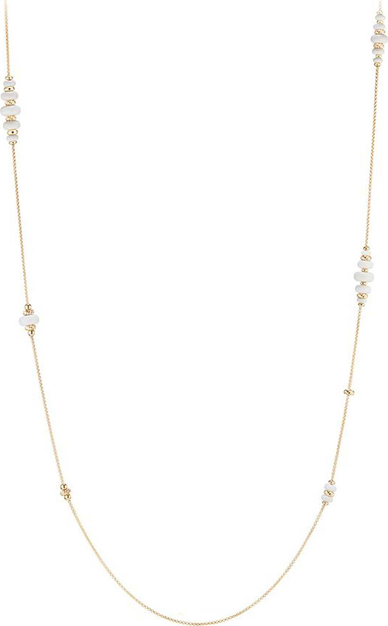 David Yurman 18k Gold Rio Rondelle Station Necklace in White Agate, 36"