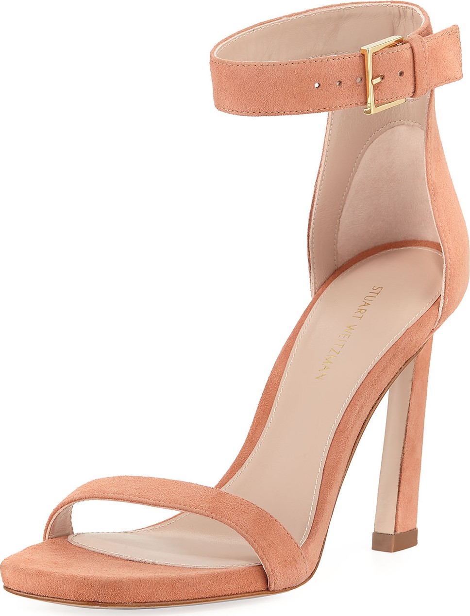 Stuart Weitzman 100SQUARENUDIST Suede Sandals