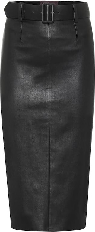 Stouls Megan high-rise leather midi skirt