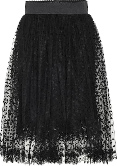 Dolce & Gabbana Dotted lace-trimmed tulle skirt