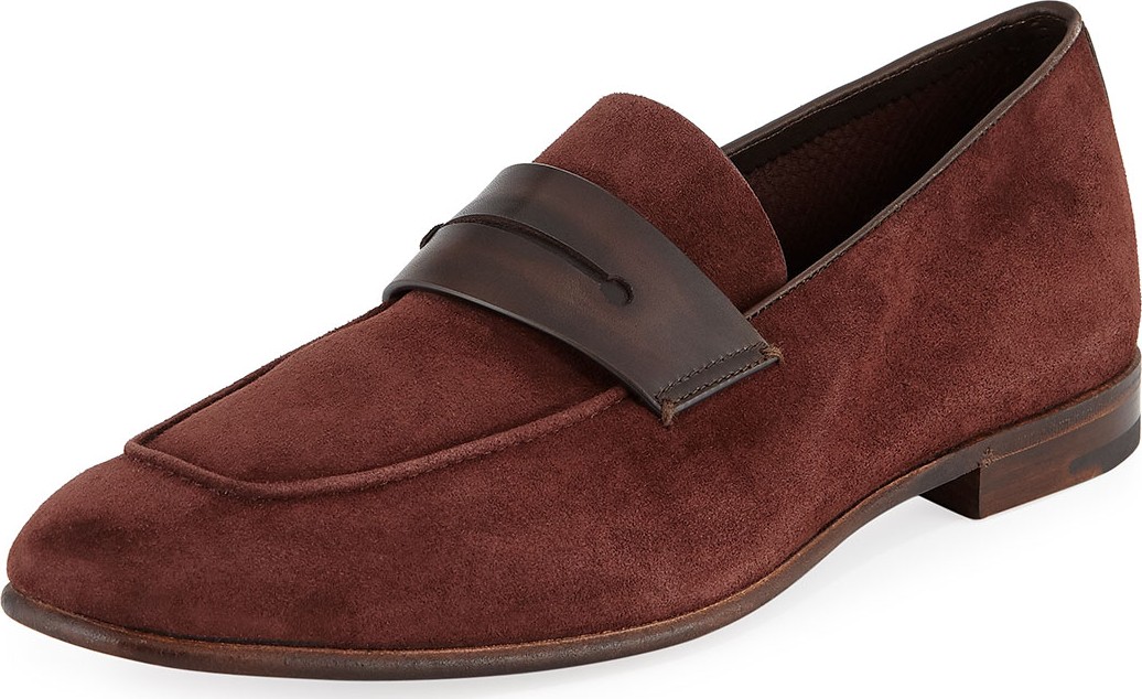Ermenegildo Zegna Flex Suede Penny Loafer, Brown
