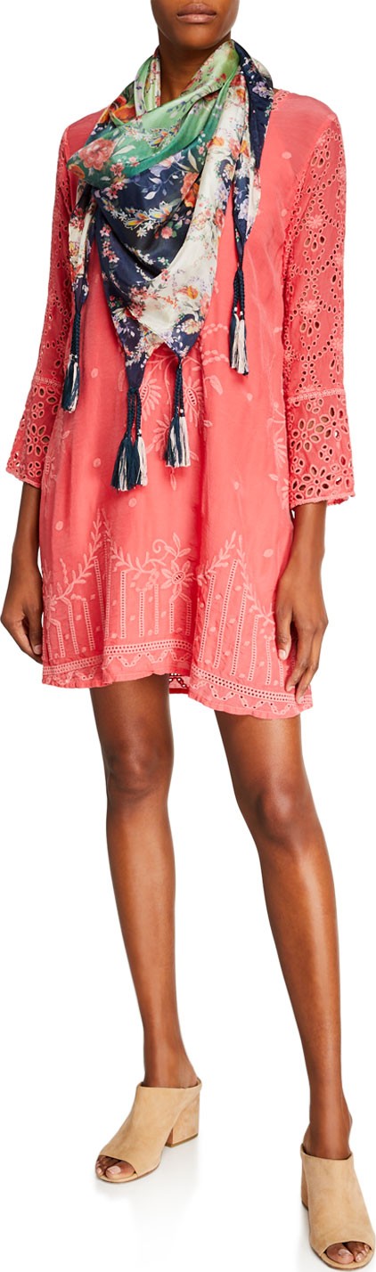 Johnny Was Maypo Floral-Print Silk Georgette Scarf