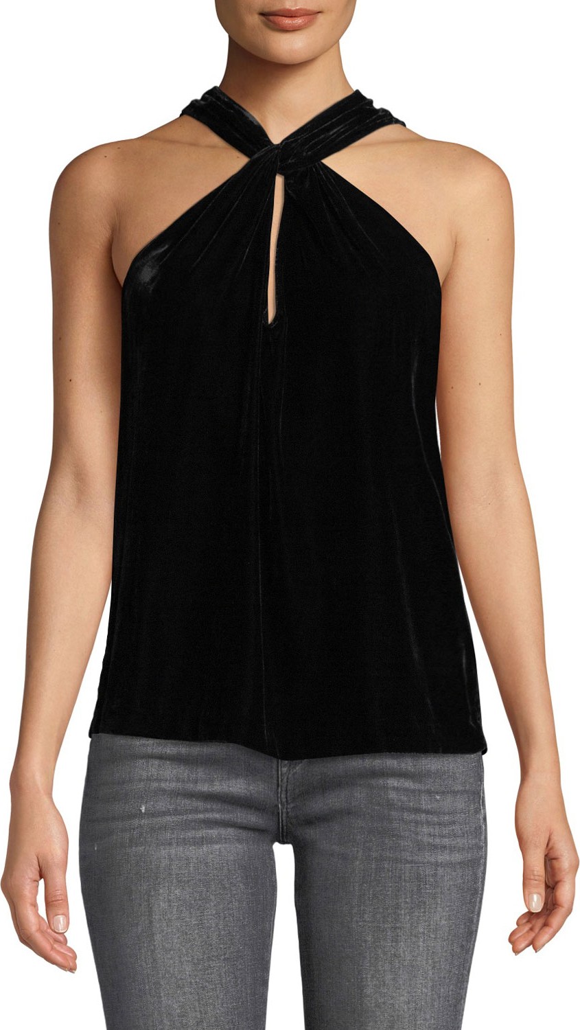 Parker Dallas Velvet Halter Keyhole Top