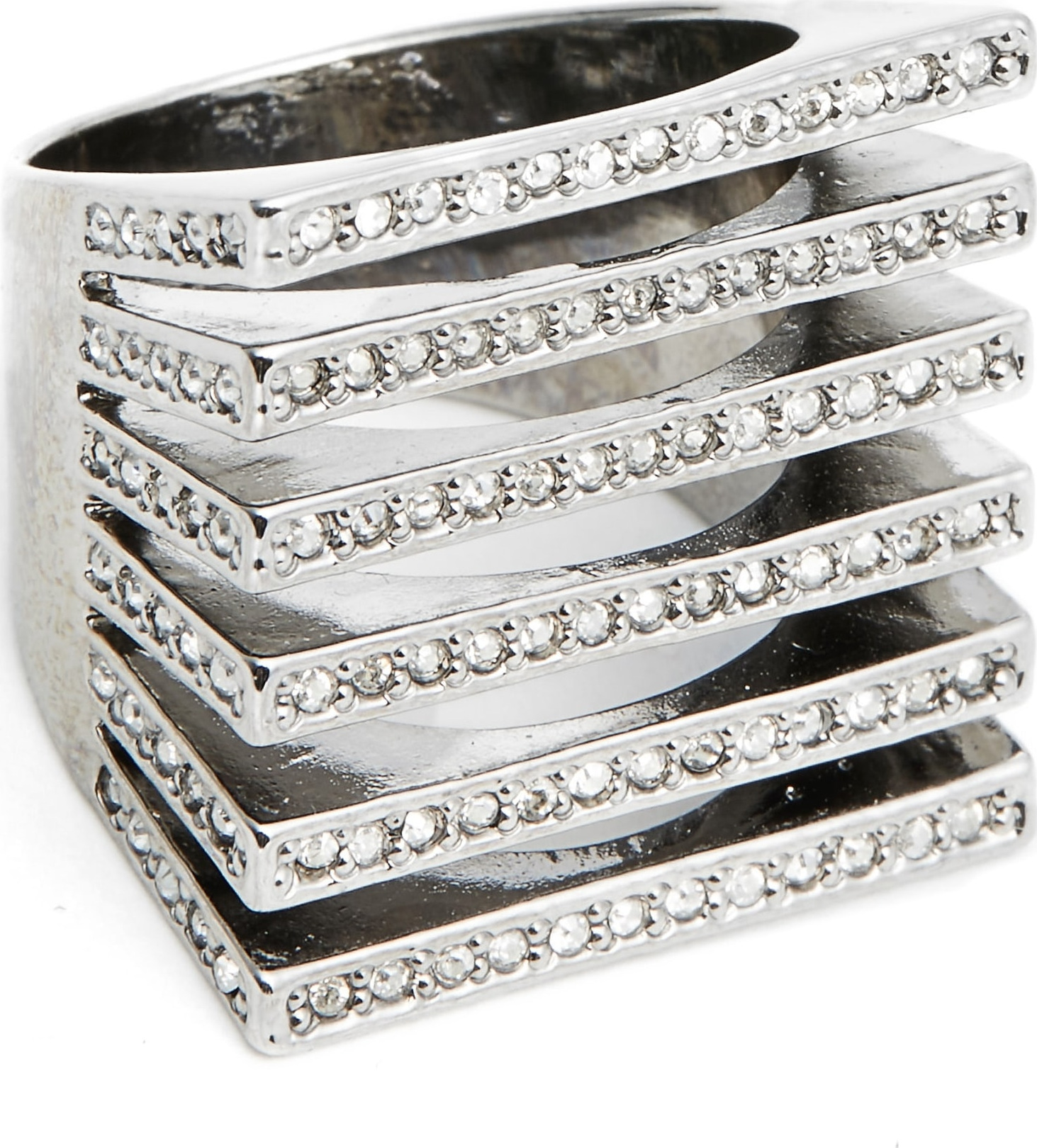 St. John Multirow Swarovski Crystal Cocktail Ring