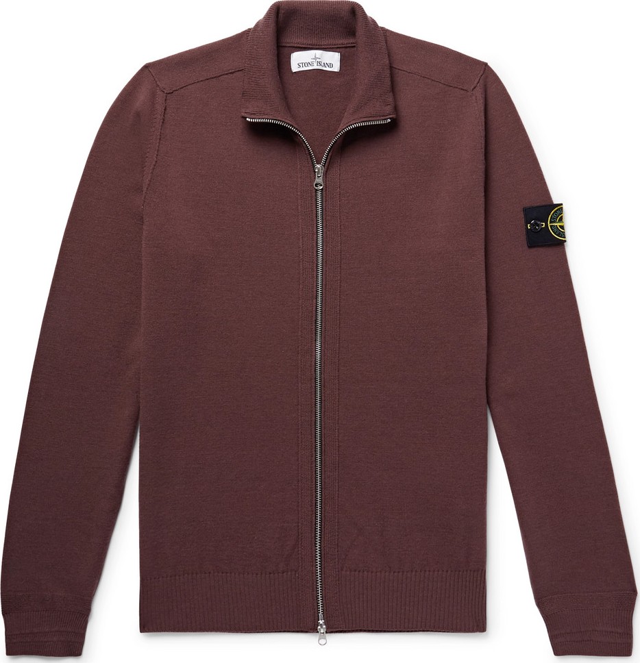 Stone Island Logo-Appliquéd Wool-Blend Zip-Up Cardigan