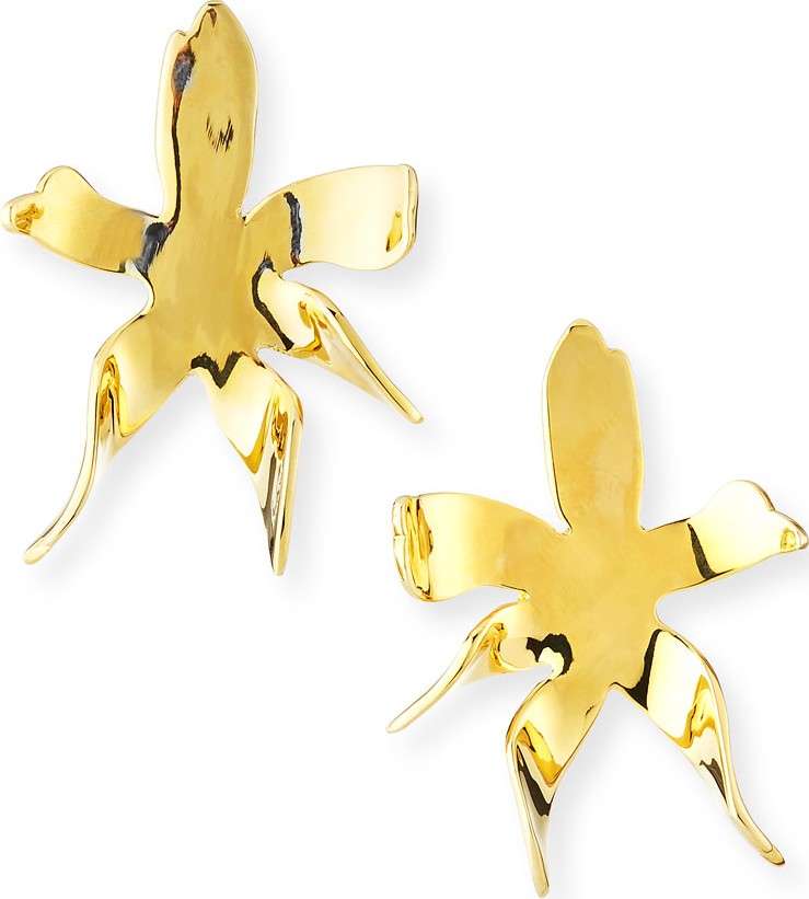 Lele Sadoughi Water Lily Button Earrings, Gold