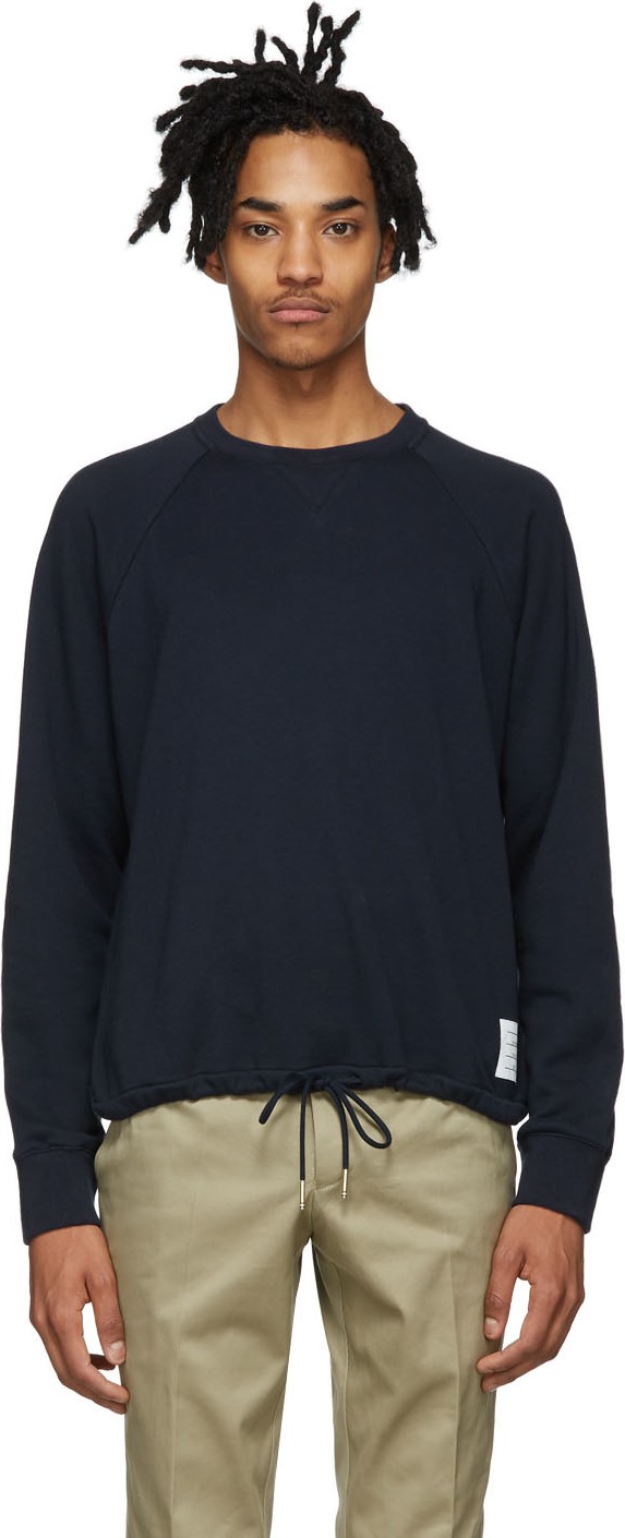 Thom Browne Navy Drawstring Sweatshirt
