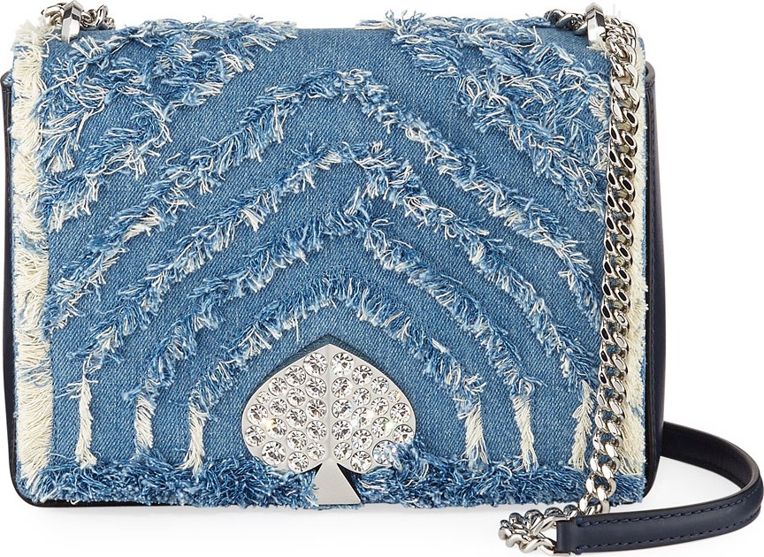 Kate Spade New York amelia medium jeweled denim shoulder bag