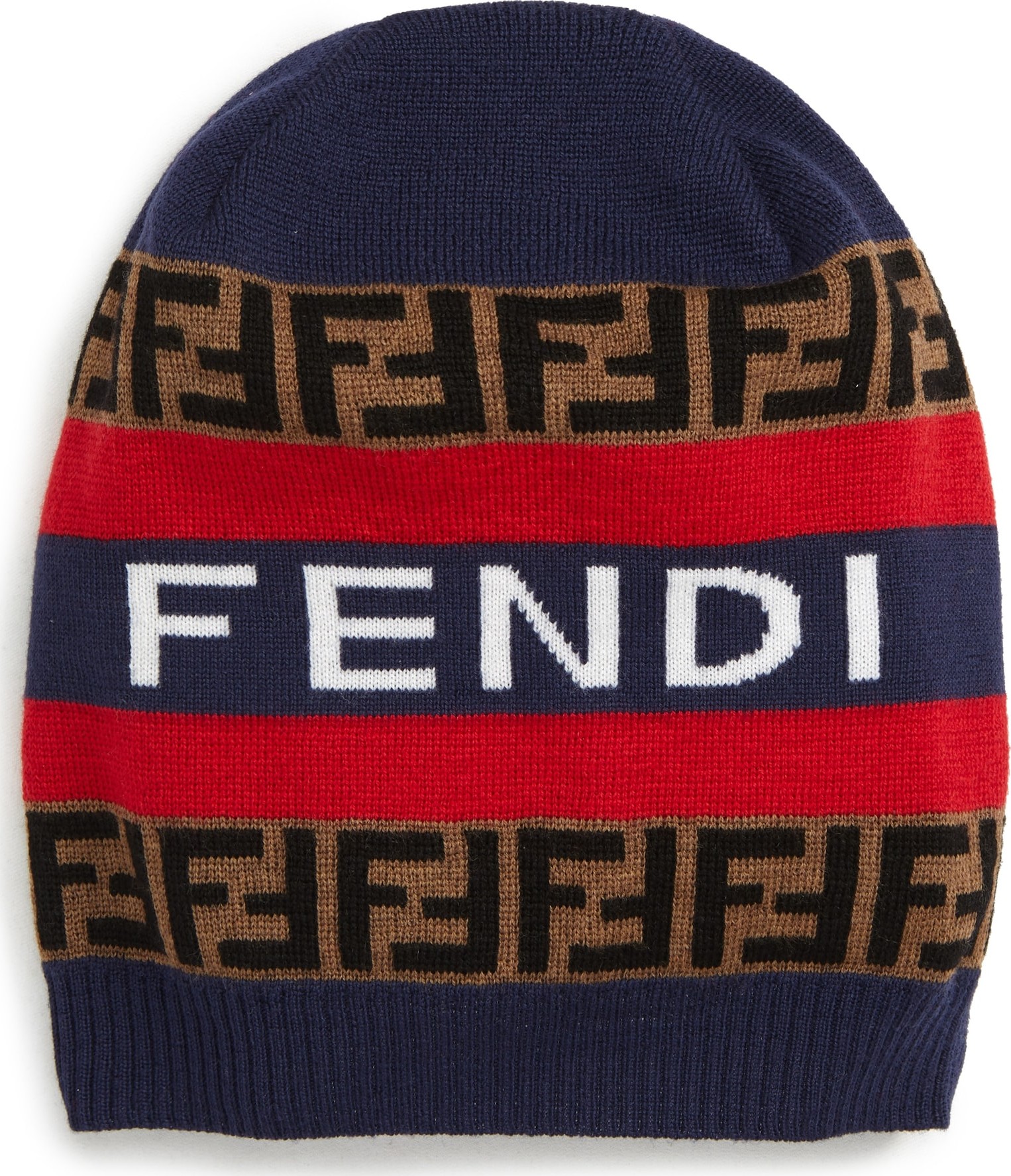 Fendi FF Logo Wool Soccer Beanie