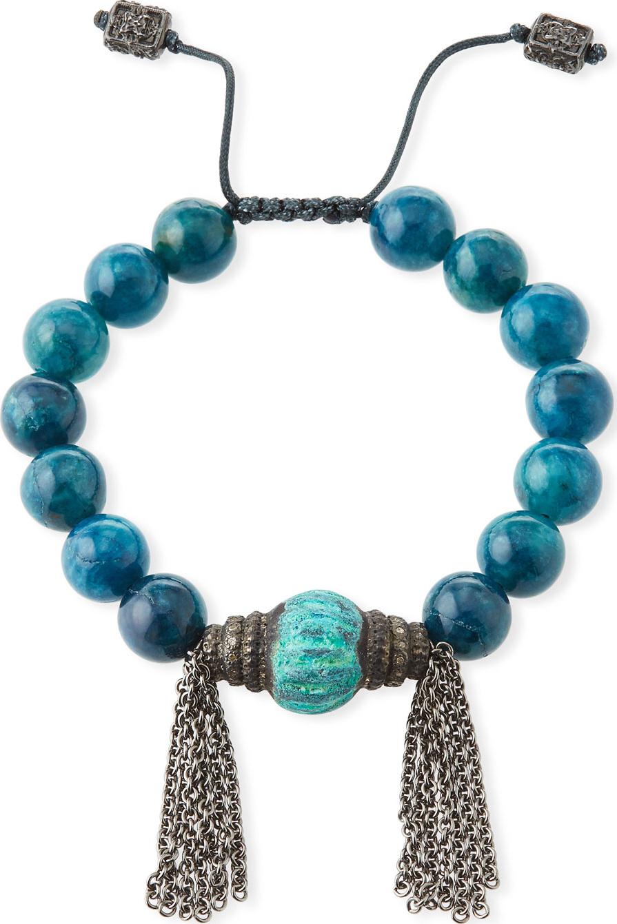 Armenta New World Apatite & Tassel Pull-Through Beaded Bracelet