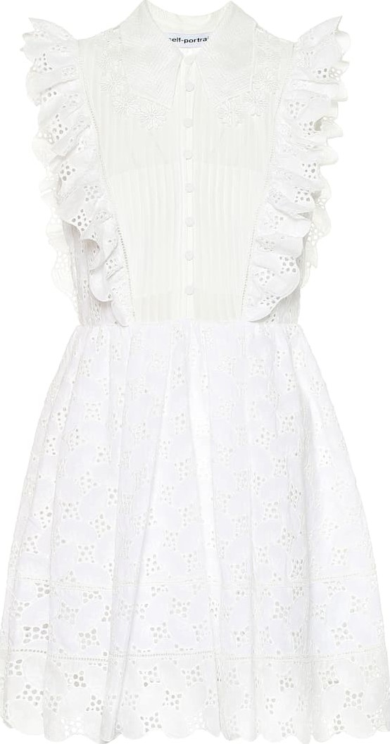 Self Portrait Eyelet cotton-blend minidress
