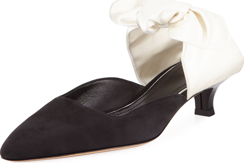 THE ROW Coco Suede and Satin Mule