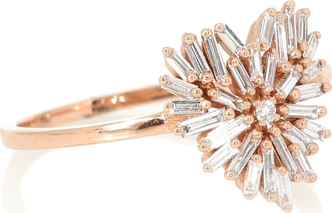 Suzanne Kalan Small Heart 18kt rose gold ring with diamonds