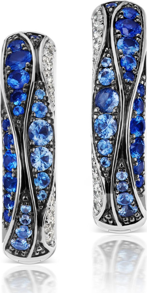 Maria Canale 18k White Gold Sapphire & Diamond Wavy Earrings