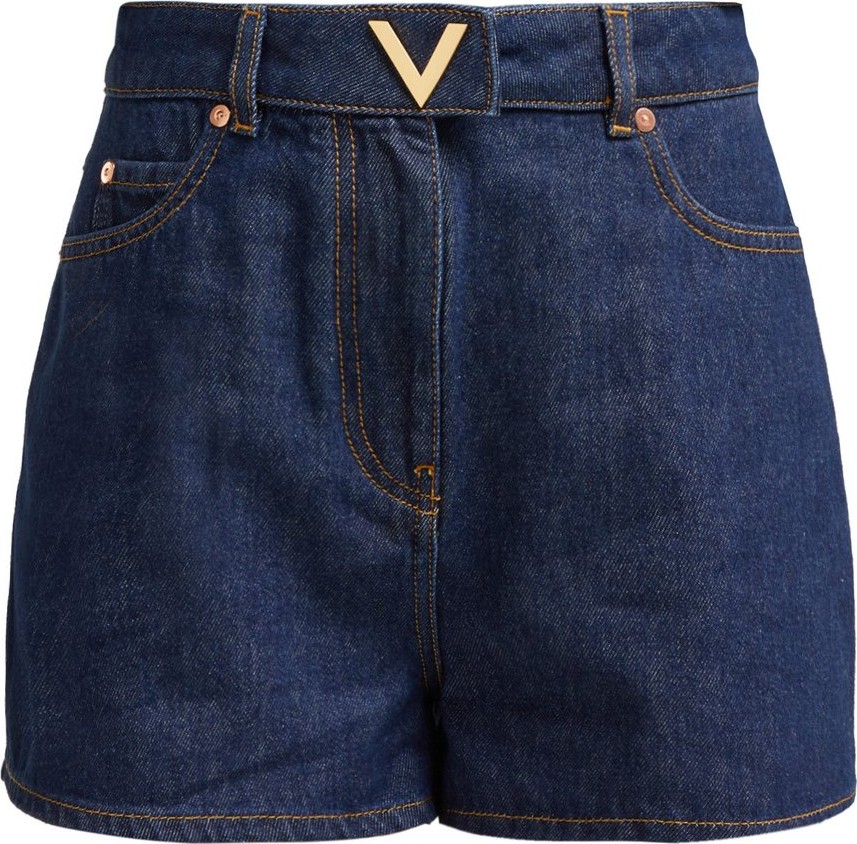 Valentino Monogram cotton-denim shorts