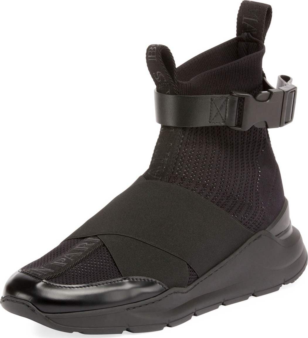 Balmain Men's Knit High-Top Sock Sneakers