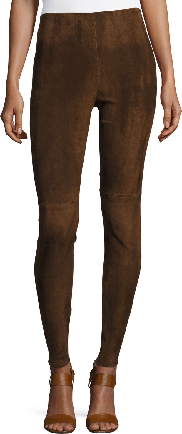 Ralph Lauren Eleanora Suede Leggings, Brown