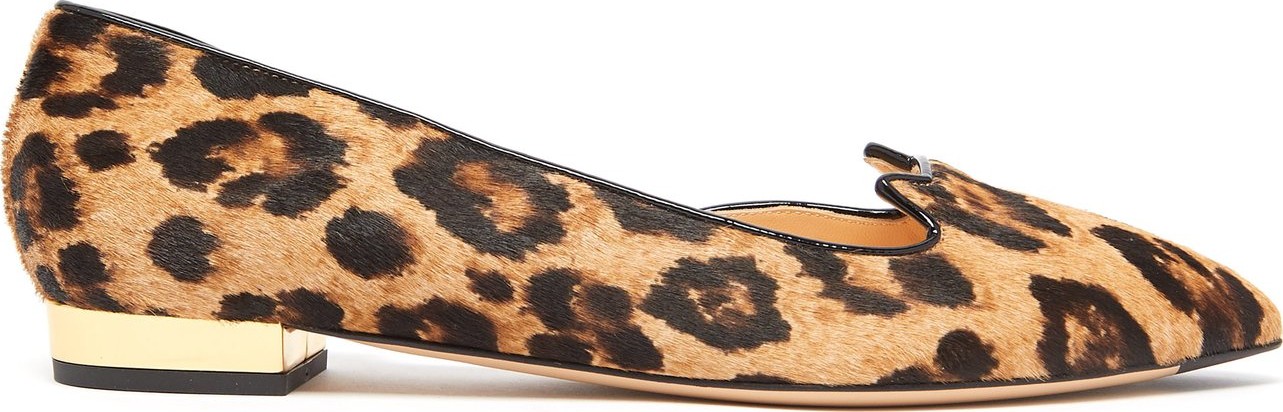 Charlotte Olympia Kitty d'Orsay leopard-print calf-hair flats