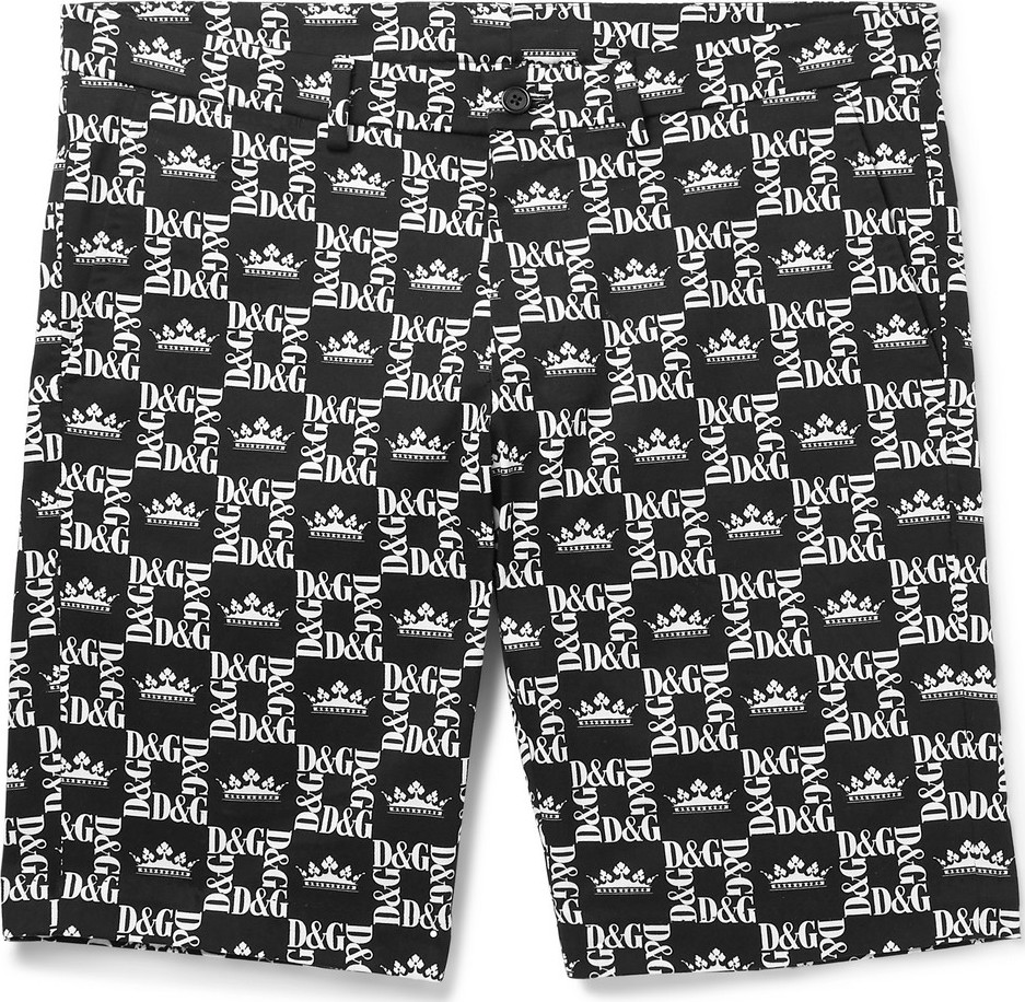 Dolce & Gabbana Slim-Fit Printed Denim Shorts