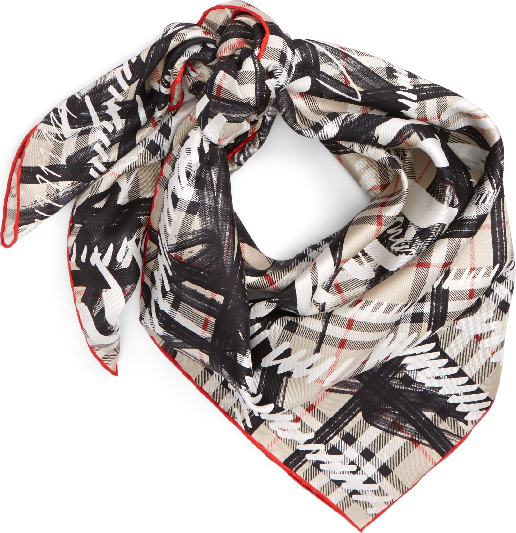 Burberry London England Scribble Vintage Check Silk Square Scarf