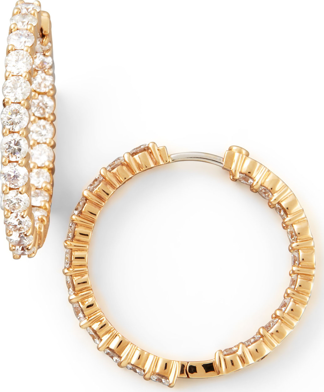 Roberto Coin 35mm Rose Gold Diamond Hoop Earrings, 3.43ct