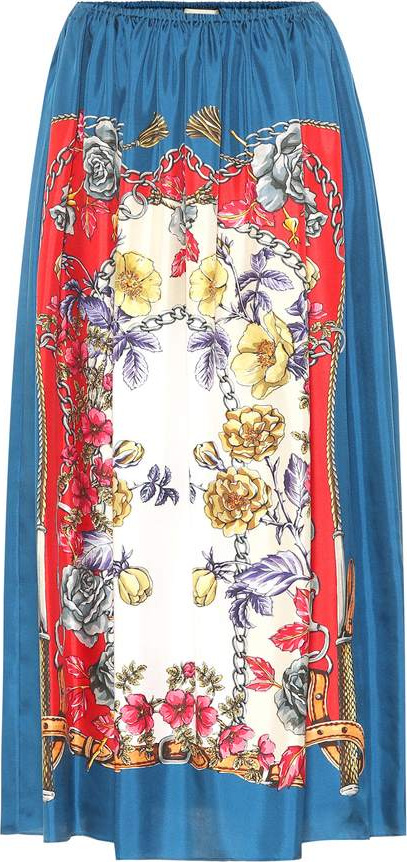 Gucci Boudoir-printed silk skirt