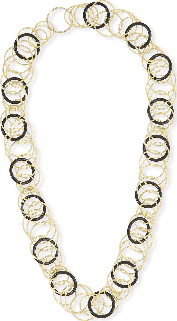 Buccellati Hawaii 18k Yellow Gold & Black Onyx Long Necklace