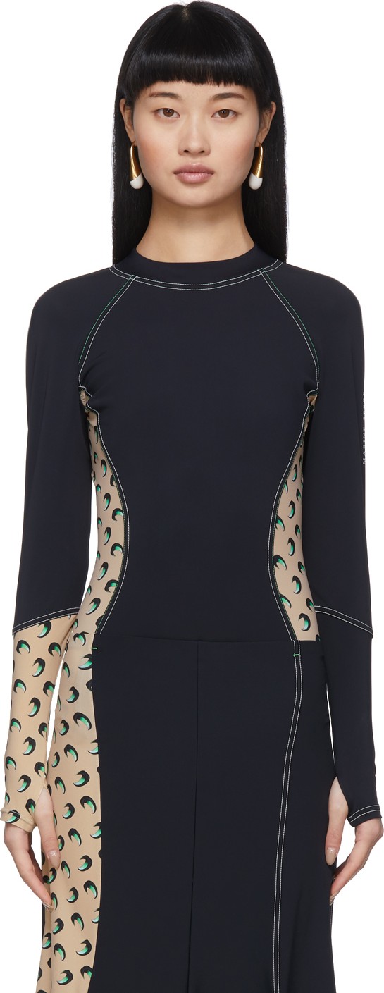 Marine Serre Black Contrast Side T-Shirt