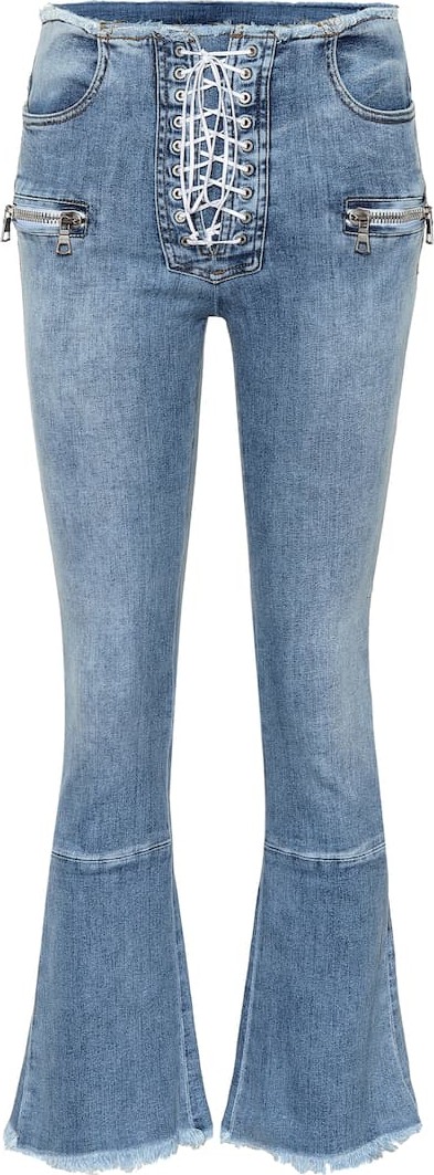 Unravel Lace-up mid-rise kick-flare jeans