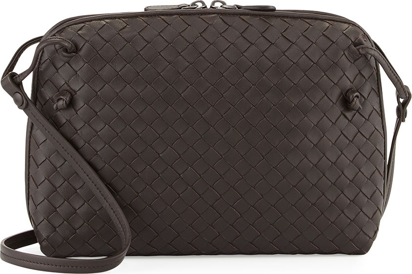 Bottega Veneta Intrecciato Messenger Bag, Dark Brown