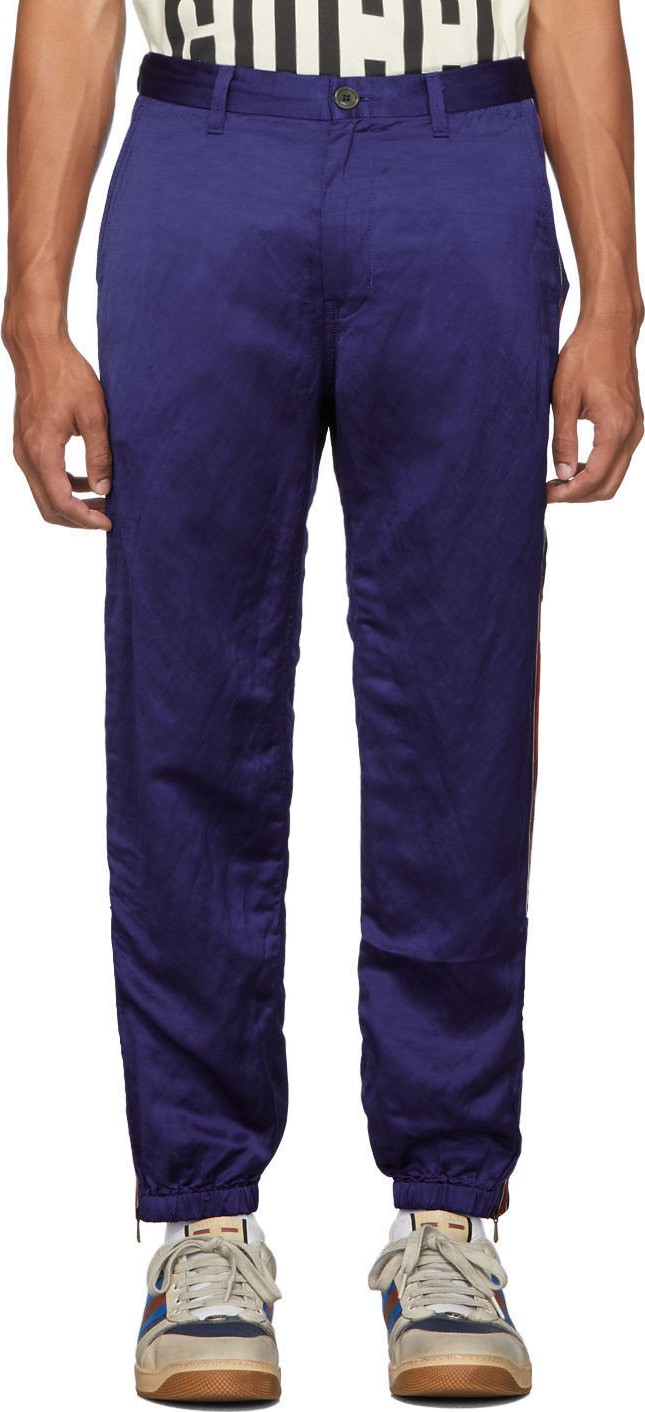 Gucci Blue Satin Solarized Trousers