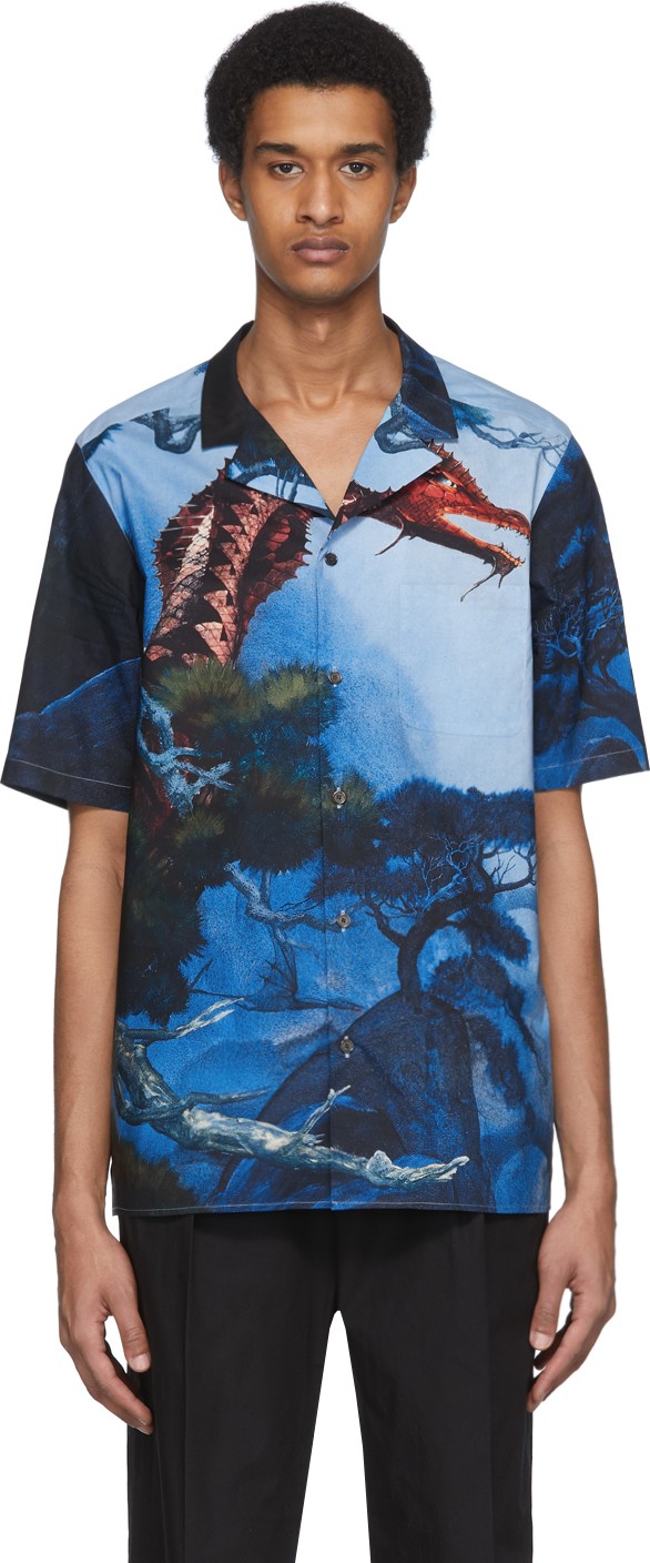 Valentino Multicolor Dragon Garden Short Sleeve Shirt Valentino Multicolor Dragon Garden Short Sleeve Shirt