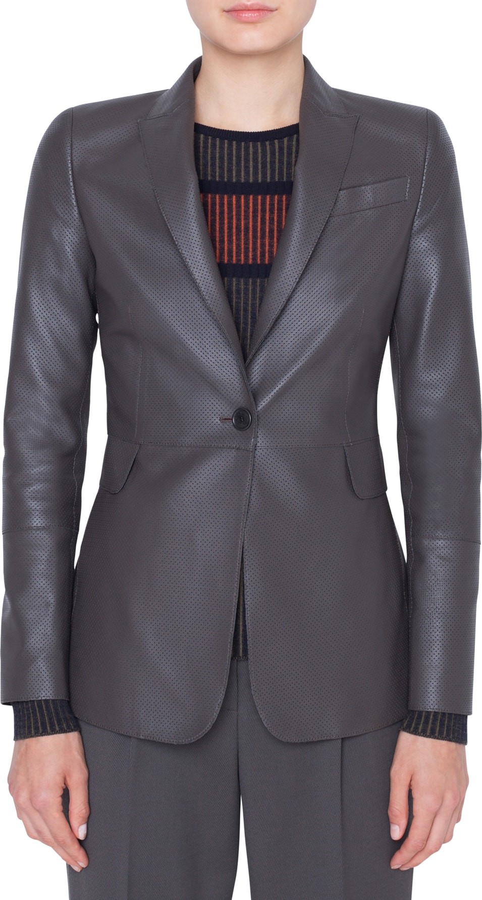Akris Punto Perforated Leather Blazer