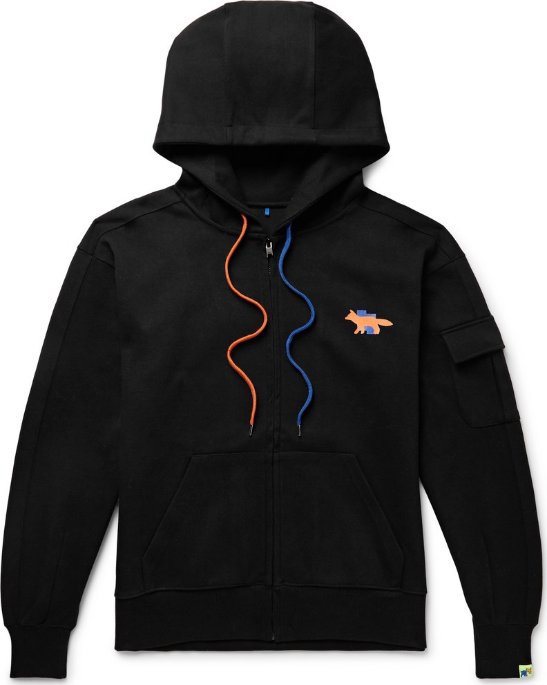 Maison Kitsune + ADER error Oversized Printed Cotton-Blend Jersey Zip-Up Hoodie